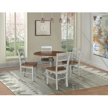 International Concepts 42 in. Dual Drop Leaf Dining Table with 4 Madrid LadderBack Chairs K41-42DP-C2-4